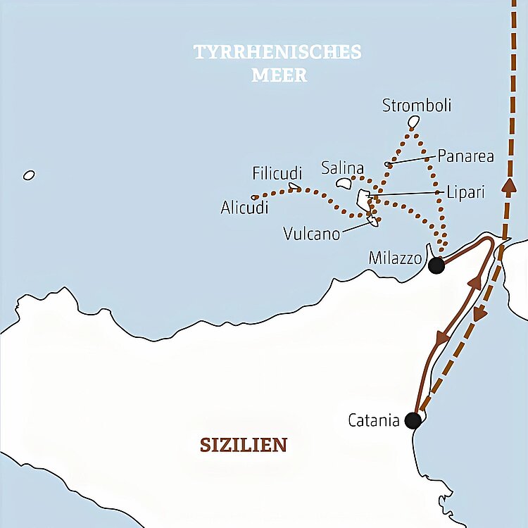 Reiseroute Äolische Inseln