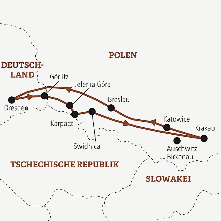 Reiseroute Polen