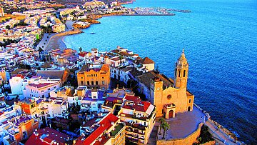 Panoramablick auf Sitges - 35 km südlich von Barcelona